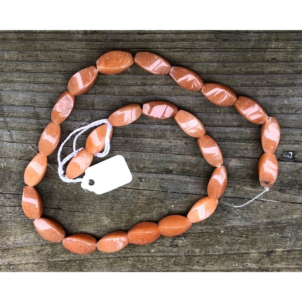 Unique Oldstock Carnelian Chalcedony Twisted Oblong Beads 16" Strand 25 Beads